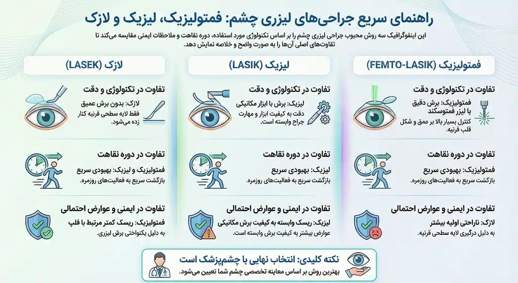 نگاه کاربردی به فمتولیزیک، لیزیک و لازک