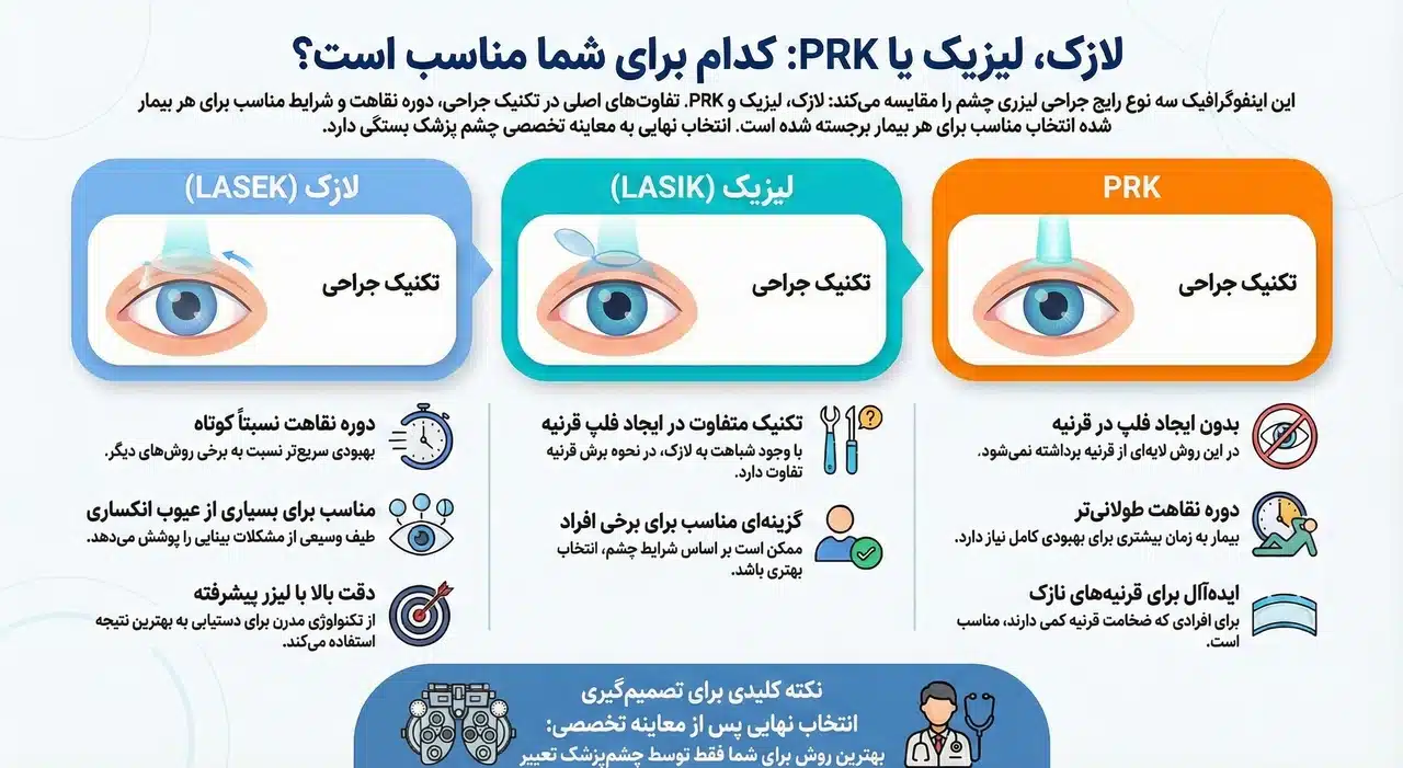 مقایسه انواع روش های جراحی لیزر