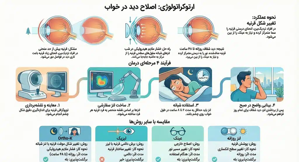 نحوه عملکرد این لنزهای سخت نفوذپذیر ارتوکراتولوژی چگونه است؟