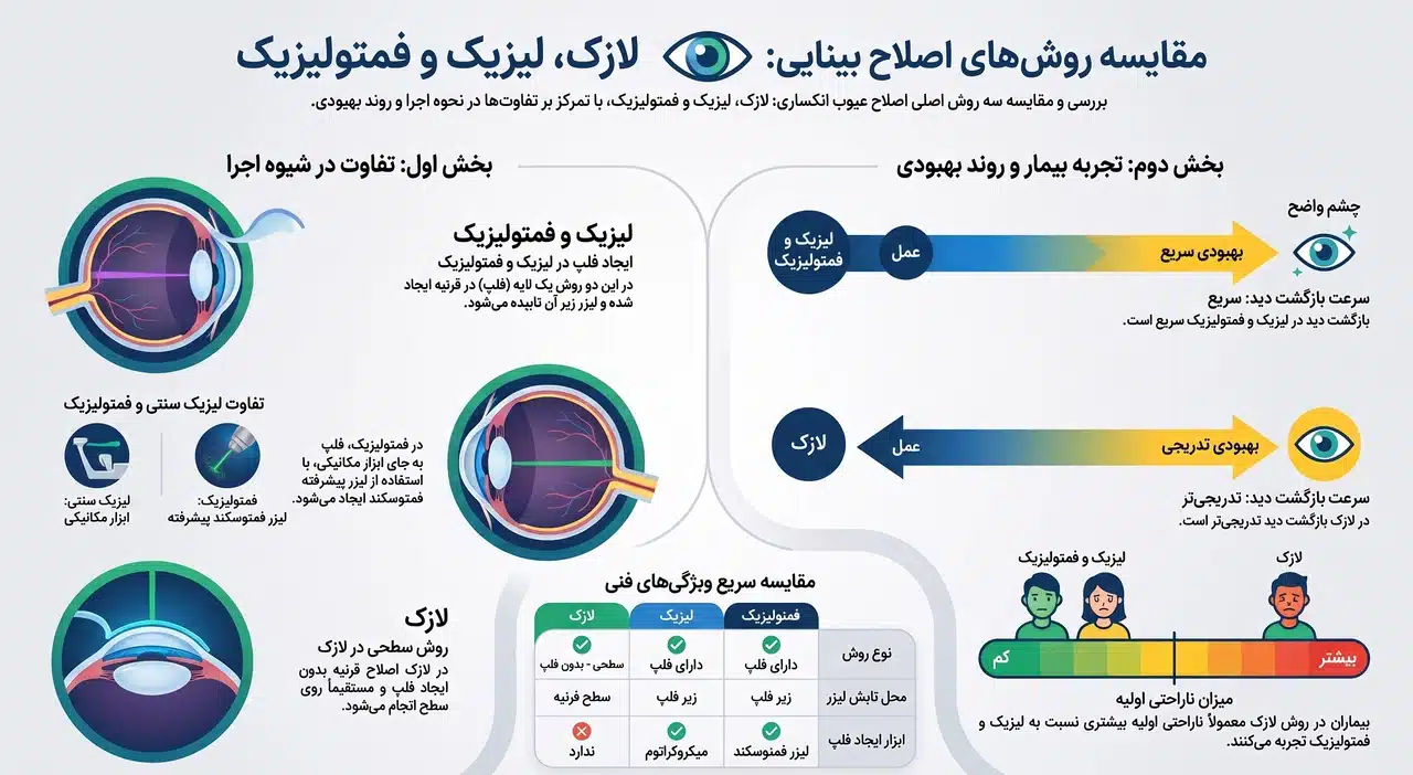لازک، لیزیک و فمتولیزیک چه تفاوتی دارند؟