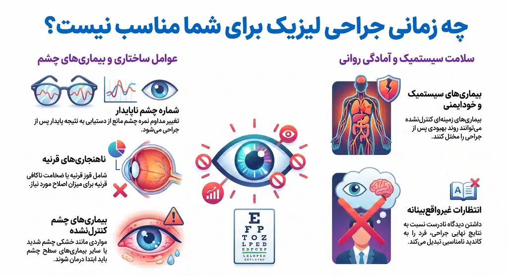 چه زمانی ممکن است فرد برای لیزیک مناسب نباشد؟